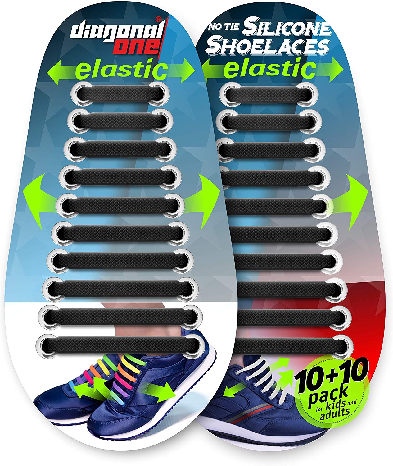 Black Elastic Silicone No Tie Shoe Laces